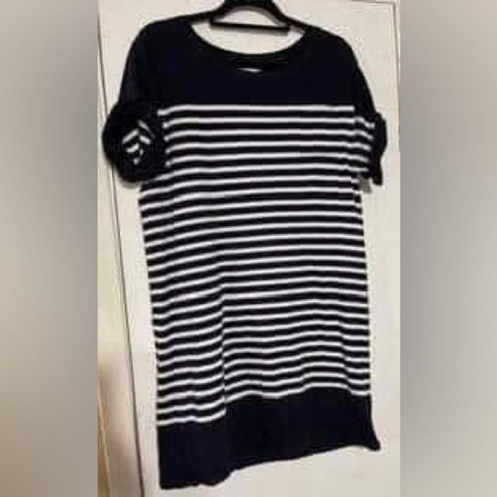 Liz Claiborne Striped Navy/White T-shirt Dress Size XL EUC